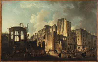 1787年頃、サン・ドニ通りの聖アンノカン教会解体（油彩・カンヴァス） 作： Pierre Antoine Demachy