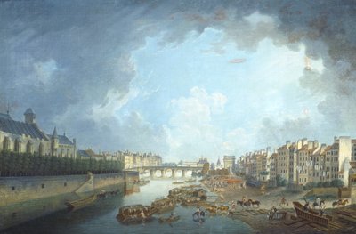 パリ市庁舎から見た大司教区、トゥルネル橋、サン・ベルナール港（ピエール・アントワーヌ・ドゥマシー作 作： Pierre Antoine Demachy