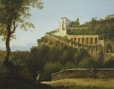 カプリの景色を望むナポリ近くの修道院 作： Pierre Athanase Chauvin