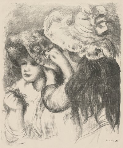 帽子を固定する 作： Pierre-Auguste Renoir