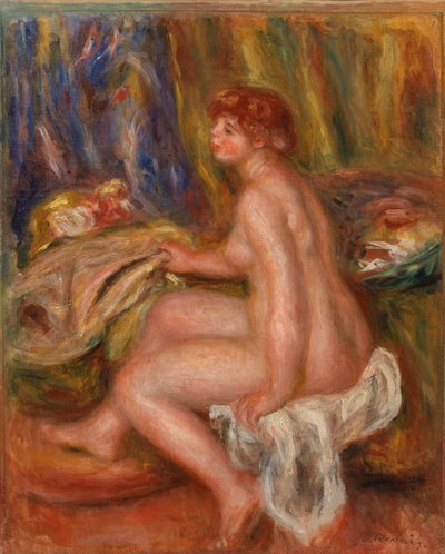 座っている女性の裸体、プロフィール ビュー 作： Pierre-Auguste Renoir