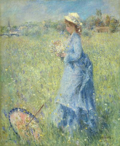 花を摘んでいる女性 作： Pierre-Auguste Renoir