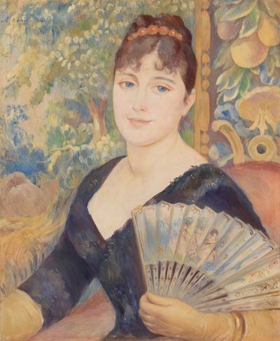 扇風機を持つ女性 作： Pierre-Auguste Renoir