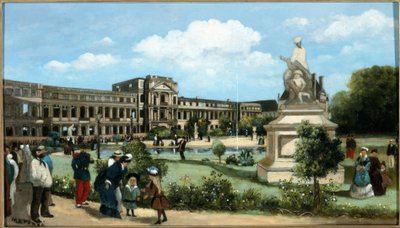 1871年の火災後のチュイルリー宮殿の廃墟、1880年頃（木に油彩） 作： Pierre François Marangé