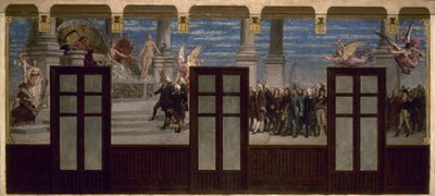20区市庁舎のためのスケッチ：後世の宮廷の前に立つ革命の偉人たち 作： Pierre Paul Lêon Glaize