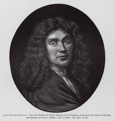 モリエール、フランスの劇作家、俳優（エングレーヴィング） 作： Pierre (after) Mignard
