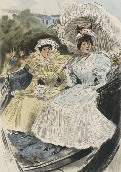 オクターブ・ウザンヌ（1851-1931）による「La Femme a Paris」のイラスト（1894年）（カラー彫刻） 作： Pierre (after) Vidal