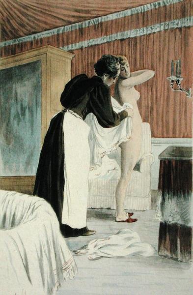 オクターブ・ウザンヌの「La Femme a Paris」の洗濯槽、F. Masseの彫刻 作： Pierre (after) Vidal