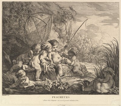 子供釣り、ca。 1738。 作： Pierre Alexandre Aveline