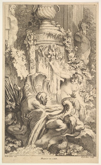 ナイアデス、トリトン、プリアプ浴場、1736年。 作： Pierre Alexandre Aveline