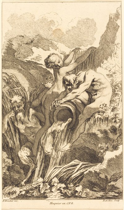 1736年以降のサテュロス、ニンフ、川の神。 作： Pierre Alexandre Aveline