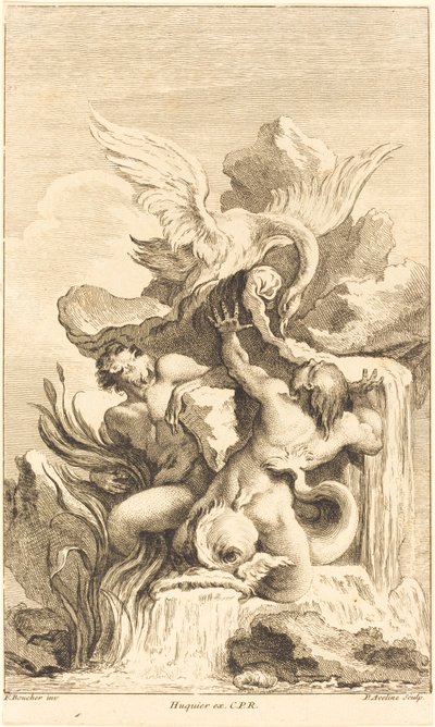 二匹のトリトンと白鳥 作： Pierre Alexandre Aveline after François Boucher