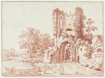 廃墟の塔のある風景 作： Pierre Alexandre Wille