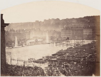 ナポレオン3世のための軍隊集会、リヨンのベルクール広場、1860年（写真） 作： Pierre Ambroise Richebourg
