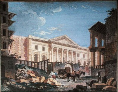 パリの外科医院の建設、1780-89年頃（紙にガッシュ） 作： Pierre Antoine Demachy