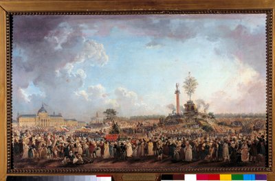 シャン・ド・マルスでの「至高の祭り」（プレーリアル暦20年、1794年6月2日または8日）、ピエール・ド・マキ（1723-1807）の絵 作： Pierre Antoine Demachy