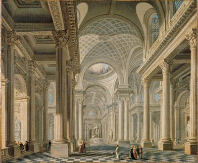 建築家ピエールの設計によるマドレーヌ教会の内部、1763 年頃。 作： Pierre Antoine Demachy