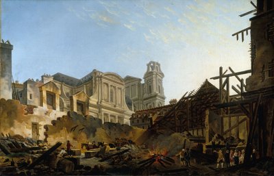 1762年3月16日から17日の夜の火災後のサン=ジェルマン広場、1762年頃、油彩・カンヴァス 作： Pierre Antoine Demachy