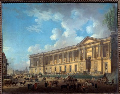 新設されたルーヴルの柱廊。パリの眺め。ピエール・ドゥマシー（1723-1807）の絵画 作： Pierre Antoine Demachy