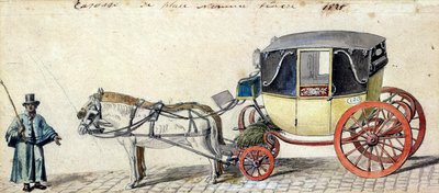 1825年の馬と馬車（紙にペンとインクとトイレ） 作： Pierre Antoine Lesueur