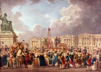 フランス革命中のパリでのギロチンによる処刑、1790年代、1793～1807年 作： Pierre Antoine de Machy