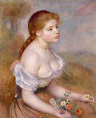 ひな菊を持つ少女 作： Pierre Auguste Renoir
