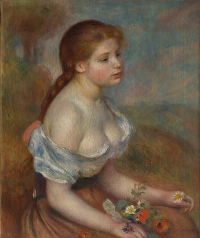 ヒナギクを持つ少女、1889年。 作： Pierre Auguste Renoir
