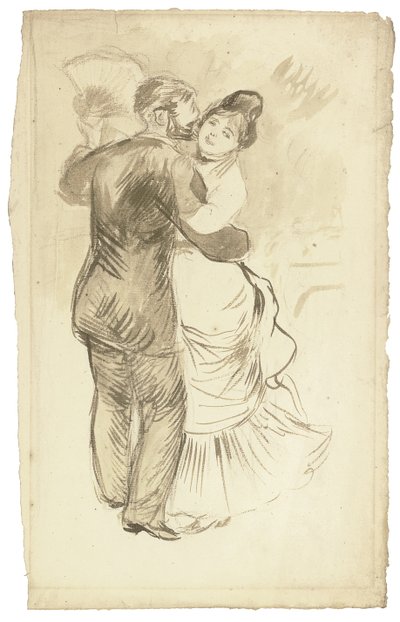 「田舎のダンス」のための研究、1883 作： Pierre Auguste Renoir