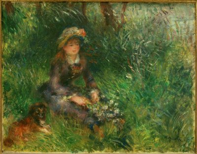 犬と一緒にAline Charigot 作： Pierre Auguste Renoir