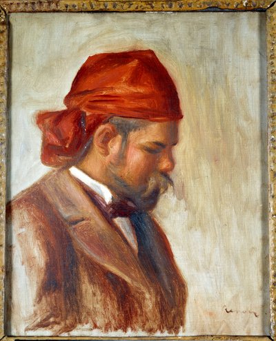 赤いスカーフを持つAmbroise Vollard（1868-1939）、絵画の商人、Pierre Auguste Renoir（1841-1919）作、1899年頃 作： Pierre Auguste Renoir