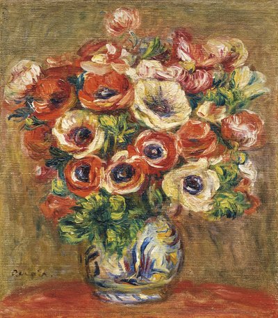 花瓶のアネモネc。 1915 作： Pierre Auguste Renoir