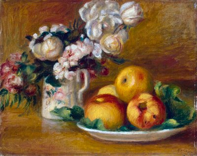 リンゴと花、c1895。 作： Pierre Auguste Renoir