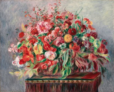 花のバスケット;花のバスケット、1890 作： Pierre Auguste Renoir