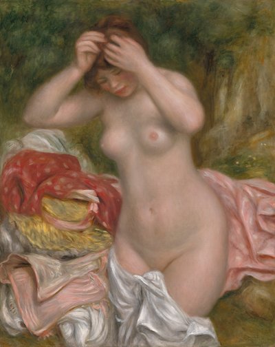 髪を整える水浴び、1893 作： Pierre Auguste Renoir