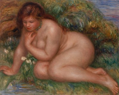 水の中の自分を見つめる入浴者 作： Pierre Auguste Renoir
