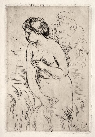 ひざまずいて入浴する人 作： Pierre Auguste Renoir