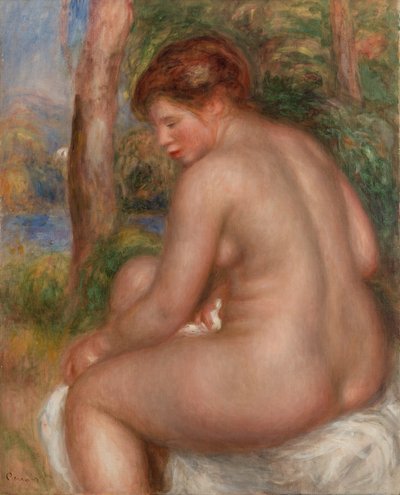 4分の3ビューの入浴者 作： Pierre Auguste Renoir