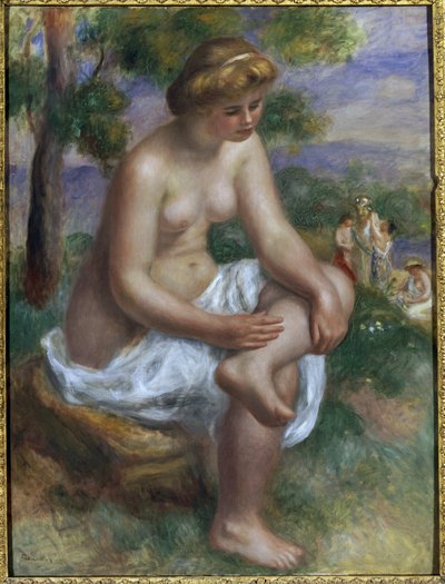 エウリュディケと呼ばれる風景の中に座る浴女（油彩・キャンバス 作： Pierre Auguste Renoir