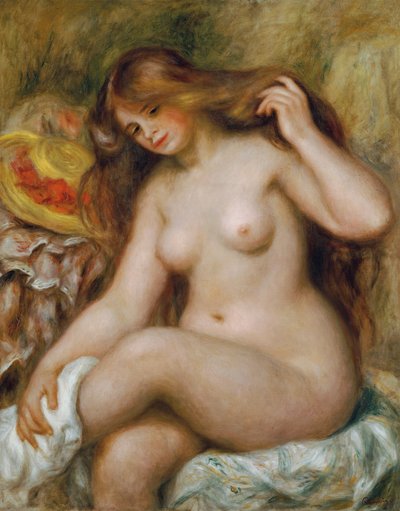 金髪のゆるい髪の入浴者、c。 1903年。 作： Pierre Auguste Renoir