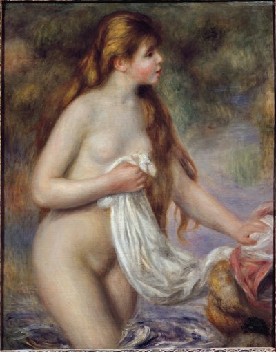 長い髪の浴女（油彩・キャンバス、1895年頃 作： Pierre Auguste Renoir
