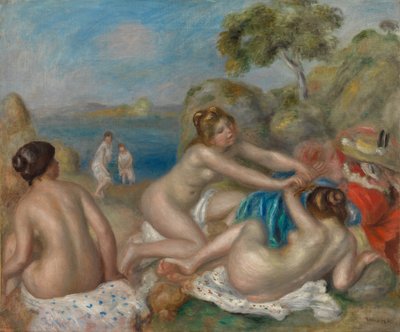 カニと遊ぶ海水浴客c。 1897 作： Pierre Auguste Renoir