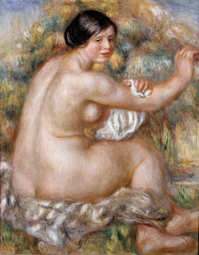 大きな裸で座っている。ピエール・オーギュスト・ルノワール（1841-1919）の絵画 作： Pierre Auguste Renoir