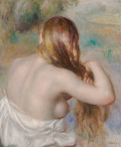 髪を編むブロンド 作： Pierre Auguste Renoir