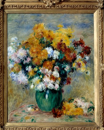 菊の花束。ピエール・オーギュスト・ルノワール（1841-1919）の作品 作： Pierre Auguste Renoir