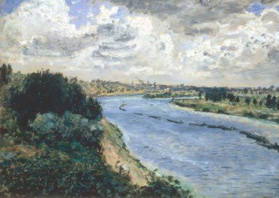セーヌ川に浮かぶバージ船 作： Pierre Auguste Renoir