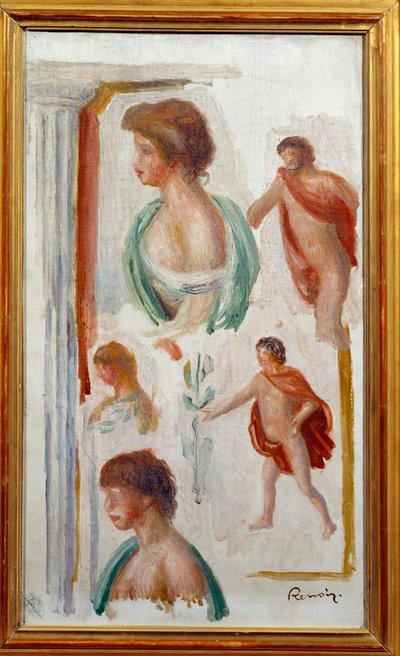 ピエールオーギュストルノワールによるアンティークの悲劇の水彩画のキャラクター 作： Pierre Auguste Renoir