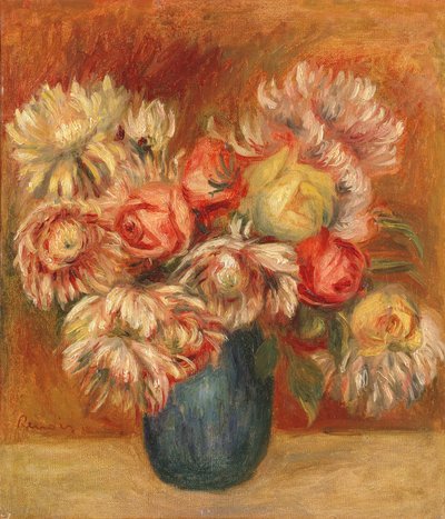 緑の花瓶の菊」（油彩・キャンバス 作： Pierre Auguste Renoir
