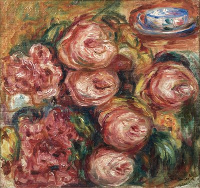 バラとお茶のコンポジション 作： Pierre Auguste Renoir