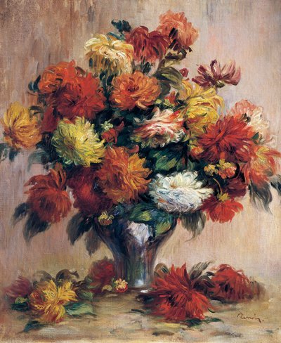 ダリア、ピエール＝オーギュスト・ルノワール作、キャンバスに油彩 作： Pierre Auguste Renoir