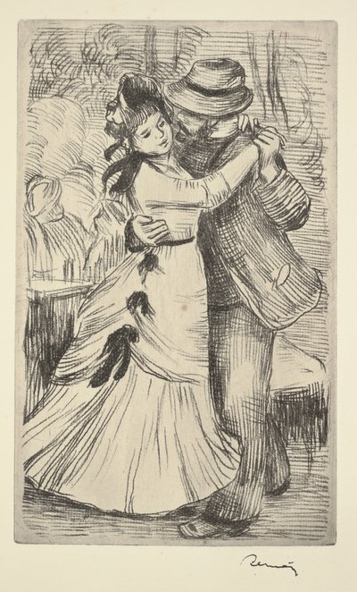 田舎で踊る、1890年頃（ソフトグラウンドエッチング） 作： Pierre Auguste Renoir